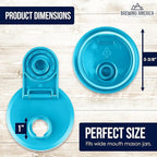 Brewing America Mason Jar Drinking Cup Pint and Half Drinking Lid and Azure 24oz Jar (2, Teal)