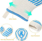 QUWIN BBQ Gloves, Oven Gloves 1472℉ Extreme Heat Resistant, Grilling Gloves Silicone Non-Slip Oven Mitts, Kitchen Gloves for BBQ, Grilling, Cooking, Baking-1 Pair… (Blue, One Size Fits Most)