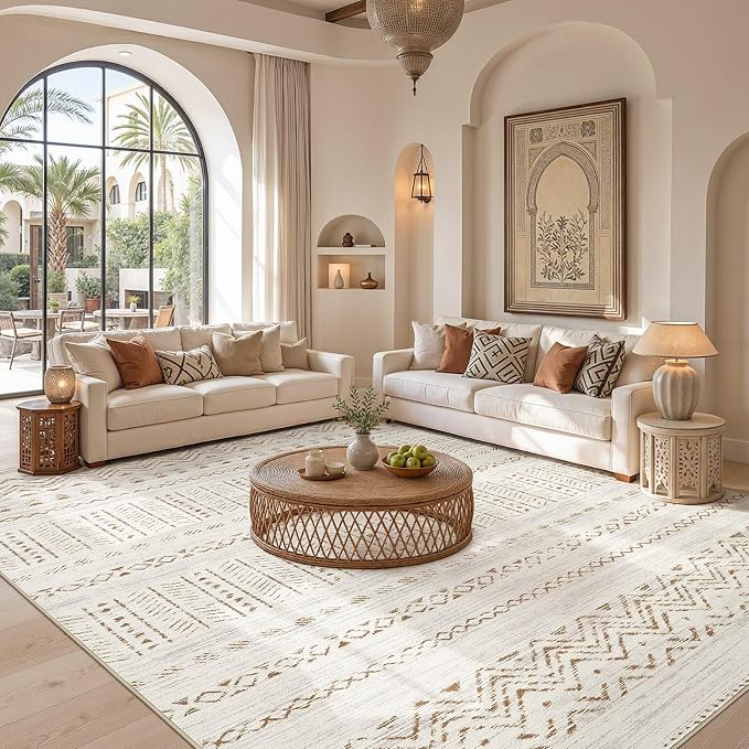 cotiled Boho 7x9 Area Rug for Living Room: Large Moroccan Washable Rug | Solve - Image 5