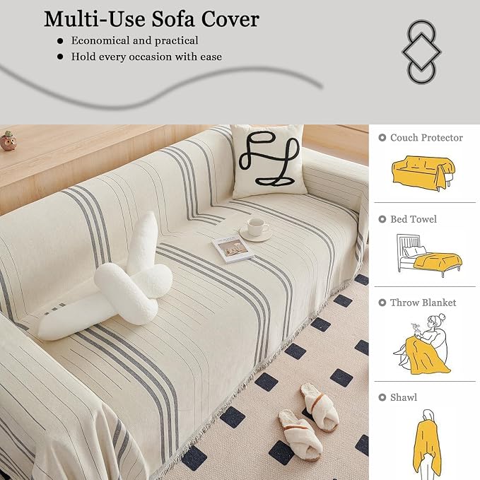 DREAMINGO Couch Cover Reversible Chenille Loveseat Sofa Covers - Image 6