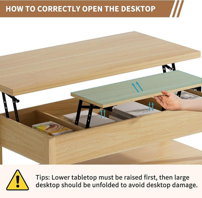 SYESWAY 42'' Lift Top Coffee Table, 4-in-1 Multifunctional Lift Coffee Table - Image 7