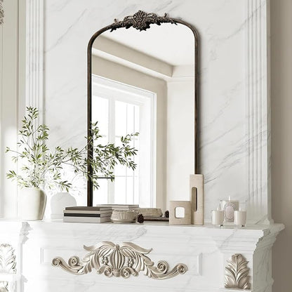 Besdomus Vintage Black Arched Mirror: 24"x42" French Large Arch Black Antique - Image 4