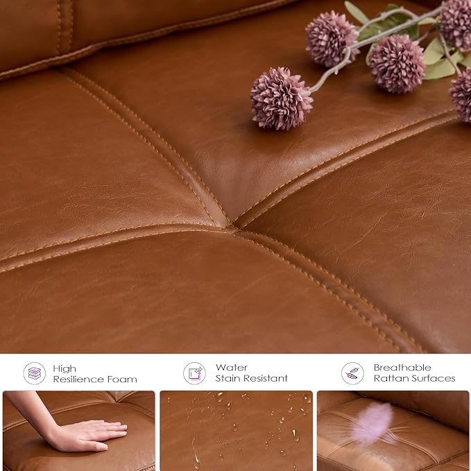 TYBOATLE 65" Faux Leather Love Seat Sofa - Image 7