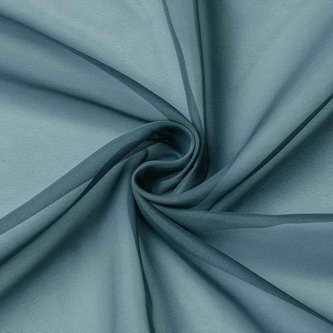 Kitchen Curtains 24 Inch Length Tier 2 Pieces, Dusty Blue Sheer Curtain Solid - Image 9