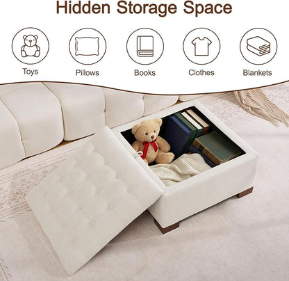 WUTUTUEE 30" Fabric Square Storage Ottoman - Image 7