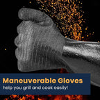 GEEKHOM 18-Inch Heat Resistant Gloves 932°F for BBQ Grilling, Waterproof Long Sleeve Anti-Slip Cooking Gloves – Textured Grip Protection