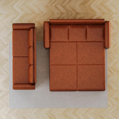 Faux Leather Sleeper Sofa Couch - Image 7