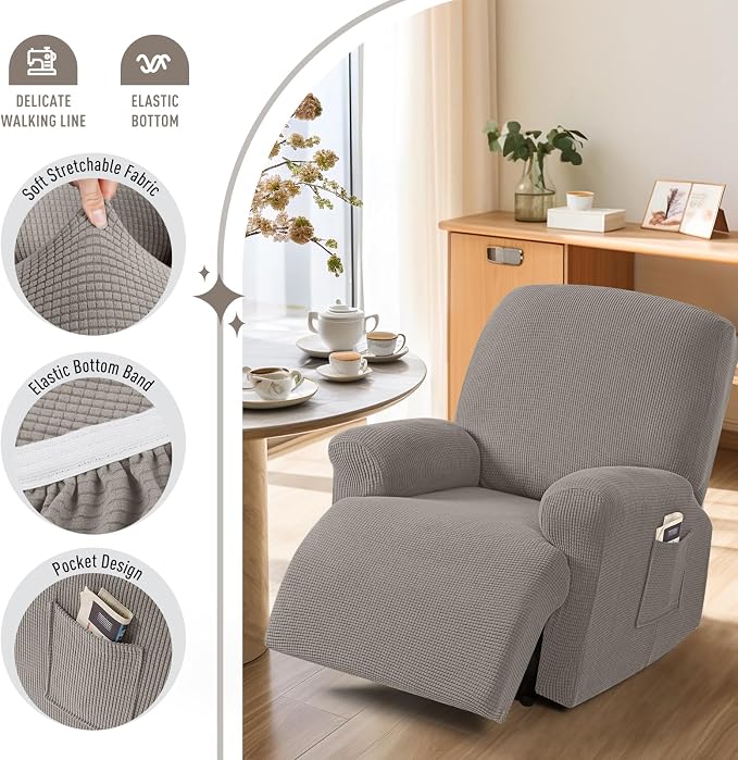 TAOCOCO Recliner Cover 4-Pieces, Recliner Stretch Sofa Slipcover, Recliner - Image 3