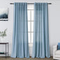 Blue Semi Sheer Linen Curtains 84 inch Length by Nanspring