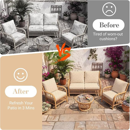 8Pcs Patio Cushion Covers Stretch Outdoor Furniture Protector Slipcovers | - Image 4