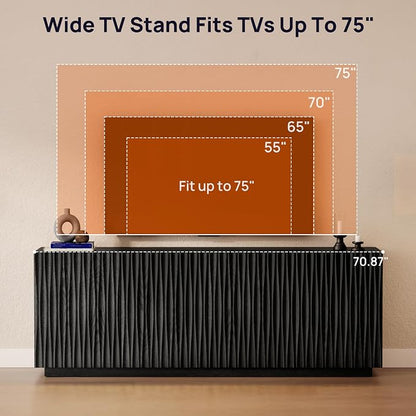 70" Fluted TV Stand for TVs Up to 50/55/65/75", Mid-Century Modern - Image 4