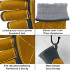 TICONN Welding Gloves, 1000°F Heat-Resistant Fireproof Leather Gloves for Welders, Stick, Forge, Mig, Tig, BBQ, Baking, Oven