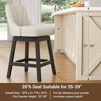 YaFiti Swivel Bar Stool 1 Pcs, 26 Inch Counter Height Bar Stools - Image 6