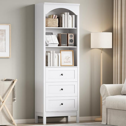 Bookshelf with Drawers, Floor Standing Display Storage Cabinet - Image 8