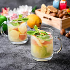 6-Pack Glass Coffee Infusion Mugs with Handle, Clear Tea cups Mugs, Espresso Cups Perfect for Cappuccino, Latte, Tea, Cafe Warm Beverage, Dishwasher & Microwave Safe.