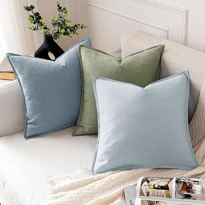 MIULEE Decorative Linen Pillow Covers 20x20 Inch Sage Green | Boho Farmhouse​ - Image 4