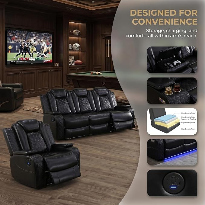 2-Piece Leather Power Recliner Sofa Set - Image 4