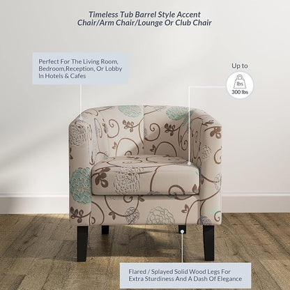 BELLEZE Living Room Chair, Linen Round Accent Barrel Chair, Club Tub Sofa Chair - Image 3