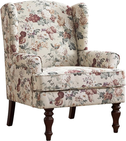 HUIMO Printed Wingback Accent Chair, Linen Upholstered High Back Armchair - Image 8