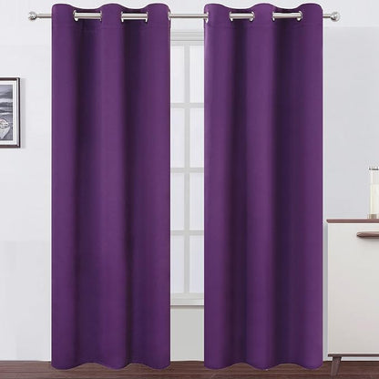 Purple Blackout Curtains 34 x 84 Inch Length/Set of 2 Curtain Panels/Thermal by Lemomo