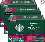Starbucks Coffee K-Cup Pods, Caffè Verona, Dark Roast Coffee with Notes of Dark Cocoa & Caramelized Sugar, Keurig Genuine K-Cup Pods, 10 CT K-Cups/Box (Pack of 3 Boxes)