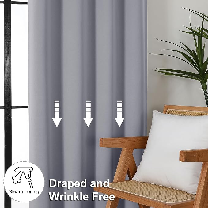 Simplebrand Ava Silver Grey Short Blackout Curtains - Image 7