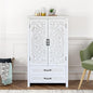 LKTART 48" Tall Vintage Sideboards Carved Wood Buffet Cabinet, Farmhouse Pantry by LKTART