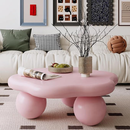 35" Cloud Coffee Table with 3 Ball Legs, Modern Minimalist Petal Center Table - Image 4