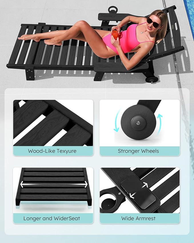 Patio Chaise Lounge Chair Set of 4, Oversize Lounge Chairs - Image 5