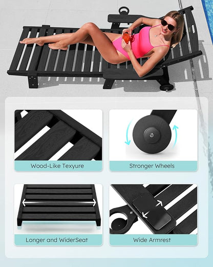 Patio Chaise Lounge Chair Set of 4, Oversize Lounge Chairs - Image 5