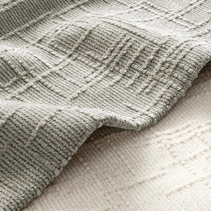 MIULEE Chenille Textured Throw Pillow Covers Light Grey 20x20 Set of 2 | Slubby - Image 2