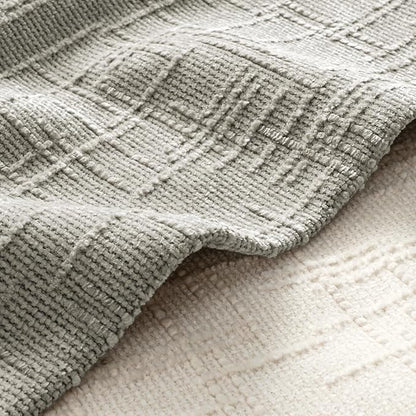 MIULEE Chenille Textured Throw Pillow Covers Light Grey 20x20 Set of 2 | Slubby - Image 2