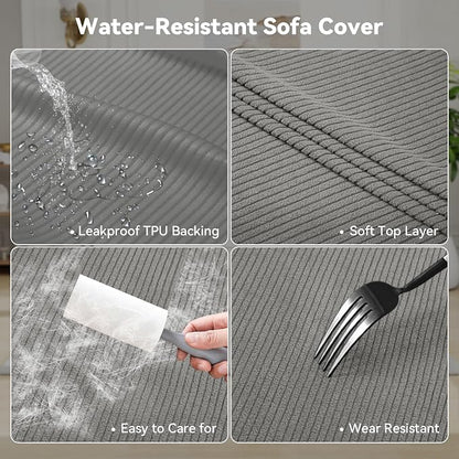 Waterproof Chair Cover with Arms 2-Piece Set Striped Slipcover - Image 3