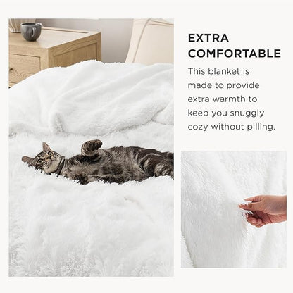 Bedsure GentleSoft Fluffy White Blankets Queen Size - Image 3