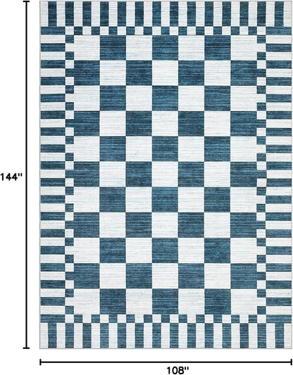 GarveeHome 9x12 Area Rugs for Living Room Washable Checkered Rug Bedroom | - Image 2
