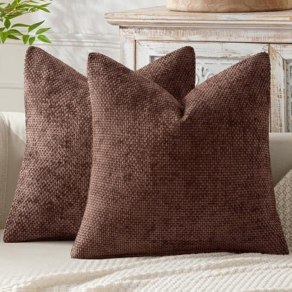 MIULEE Decorative Couch Throw Pillow Covers 20x20 in Red Brown 2 Pack | Modern by MIULEE