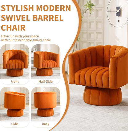 Swivel Accent Barrel Chair Set of 2- Cute Comfy Small Round 360° Arm Chair - Image 6