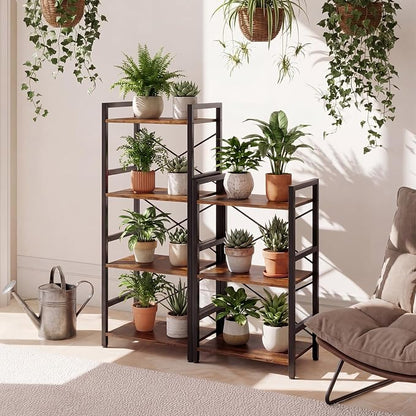 Tangkula 3-Tier Industrial Bookshelf, 16.5" Width Wooden Open Bookcase - Image 4