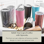 Stainless Steel Coffee Tumbler: Double-Wall Vacuum Insulated Spill-proof Travel Mug Metal Coffee Cup with Lid, 20-Ounce White Marble
