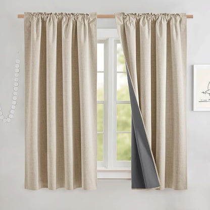 NICETOWN 100% Black Out Curtains 48 inch Long, Thermal Insulated & Noise - Image 2