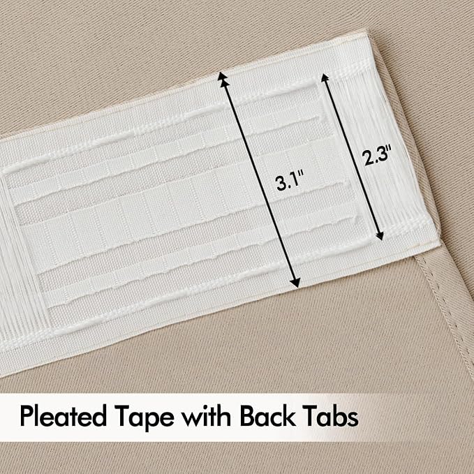 MIULEE Taupe Back Tab Blackout Curtains 52x102 Inch Long 2 Panels Set | Rod - Image 4