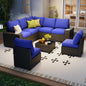 8 Piece Outdoor Patio Furniture Set, Outdoor Sectional Furniture, Rattan & by Olimix