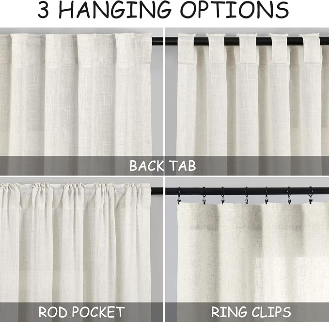 Cream Linen Curtains 68 Inches Long - Image 2