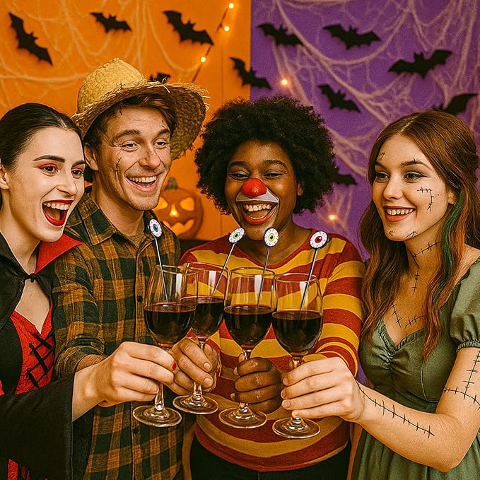 30 Pcs Halloween Swizzle Sticks Plastic Coffee and Cocktail Stirrers Fall Thanksgiving Drink Stirrers Cocktail Mixers for Halloween Fall Autumn Party Tea Coffee Bar Decoration(Horror Eyeball)