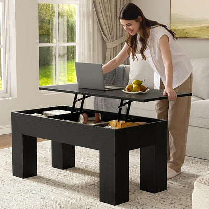 FABATO 41.7'' Lift Top Coffee Table, Wooden Rectangle Coffee Table - Image 4