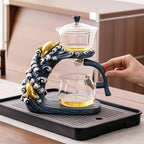 Glass Teapot Set with Infuser Semi Automatic Tea Set Magic Teapot (Dolphins)