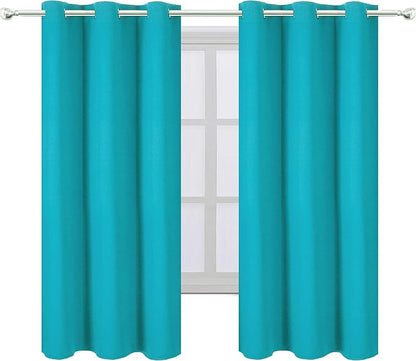 Teal Blackout Curtains 34 x 63 Inch Length/Set of 2 Curtain Panels/Thermal - Image 2