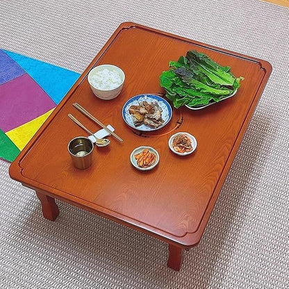 Folding Coffee Table, Japanese-Style Square Low Wood Table, - Image 4