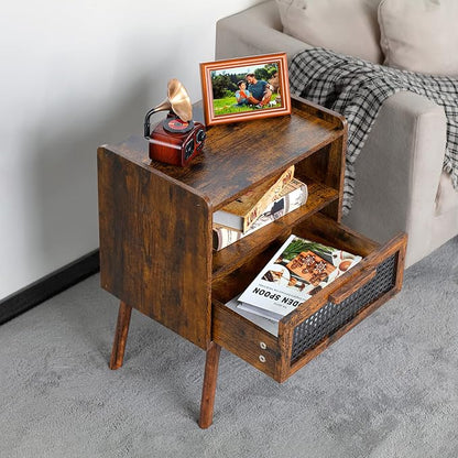 Lerliuo Rattan Nightstand, Boho Side Table - Image 7
