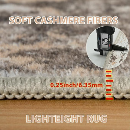 6x9 Area Rugs for Living Room Washable Bedroom Dining Room Brown Beige | Modern - Image 6